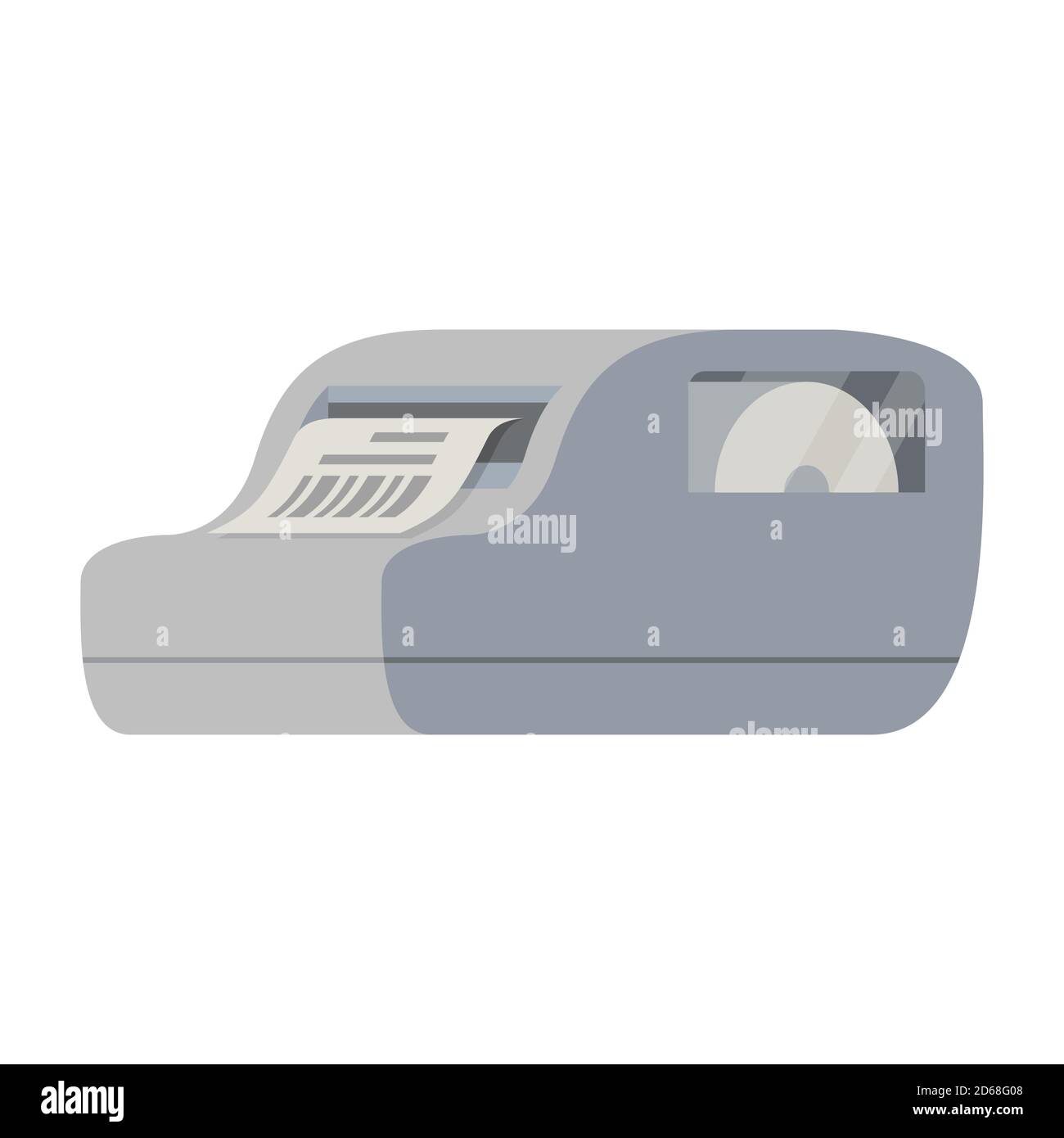 Stampante per codici a barre.stampante per etichette Vector Flat Stampa di controllo. Illustrazione Vettoriale