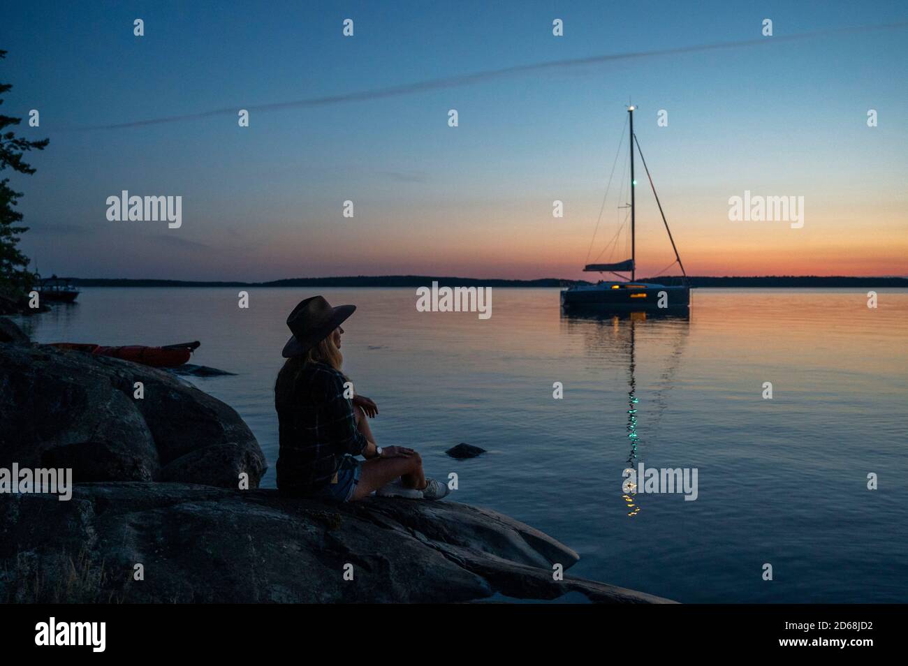 Paesaggio della regione della Finlandia sudoccidentale, dove ci sono migliaia di isole, all'incrocio del Golfo di Finlandia e del Golfo di Botnia. WOM Foto Stock