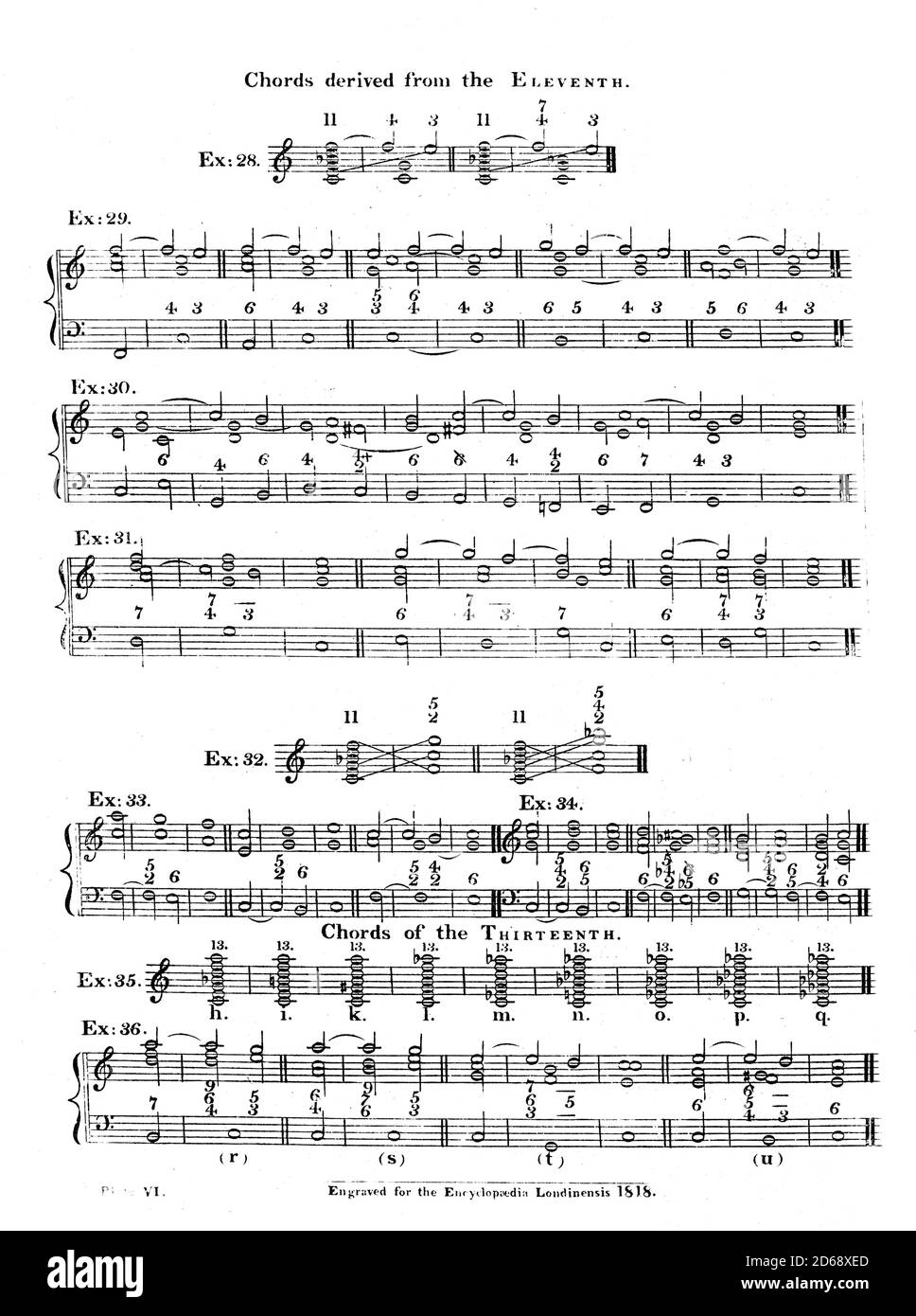 Comuni Chords musicali incisione di Copperplate dall'Enciclopedia Londinensis OR, dizionario universale di arti, scienze e letteratura; Volume XVI; a cura di Wilkes, John. Pubblicato a Londra nel 1819 Foto Stock