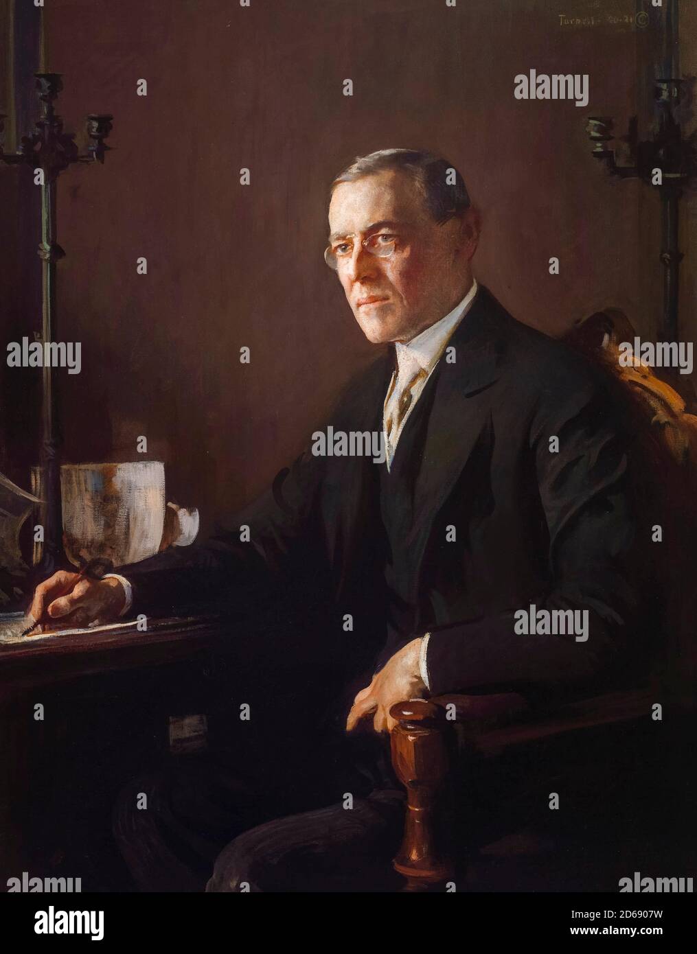 Woodrow Wilson (1856-1924), politico americano che è stato il 28 ° presidente degli Stati Uniti, ritratto dipinto da Edmund Charles Tarbell, 1920-1921 Foto Stock