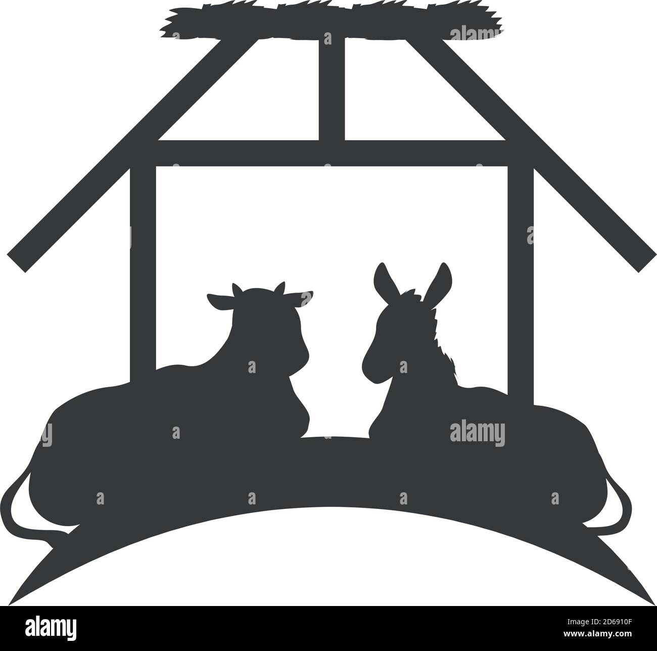 animali di bue e asino nell'illustrazione vettoriale di silhouette stabile silhouette Immagine e Vettoriale - Alamy