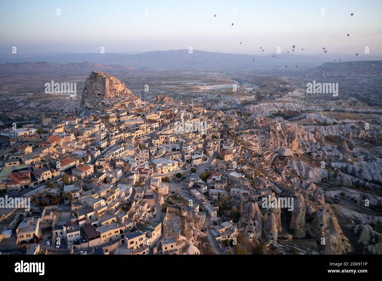 Uchisar grotta città, vista aerea. Foto Stock