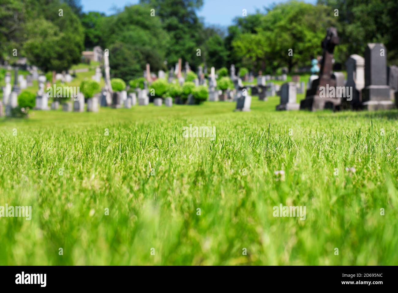 Lo storico cimitero reale di Monte a montreal canada in una giornata di cielo blu soleggiato. Foto Stock