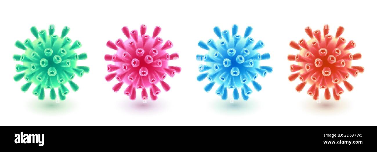 Coronavirus, virus influenzale, microrganismo patogeno, isolato su sfondo bianco. Virus astratti vettoriali 3d o insieme di batteri. Scienza medica e microbi Illustrazione Vettoriale Coronavirus, virus influenzale, microrganismo patogeno, isolato su sfondo bianco. Virus astratti vettoriali 3d o insieme di batteri. Scienza medica e microbi Illustrazione Vettoriale