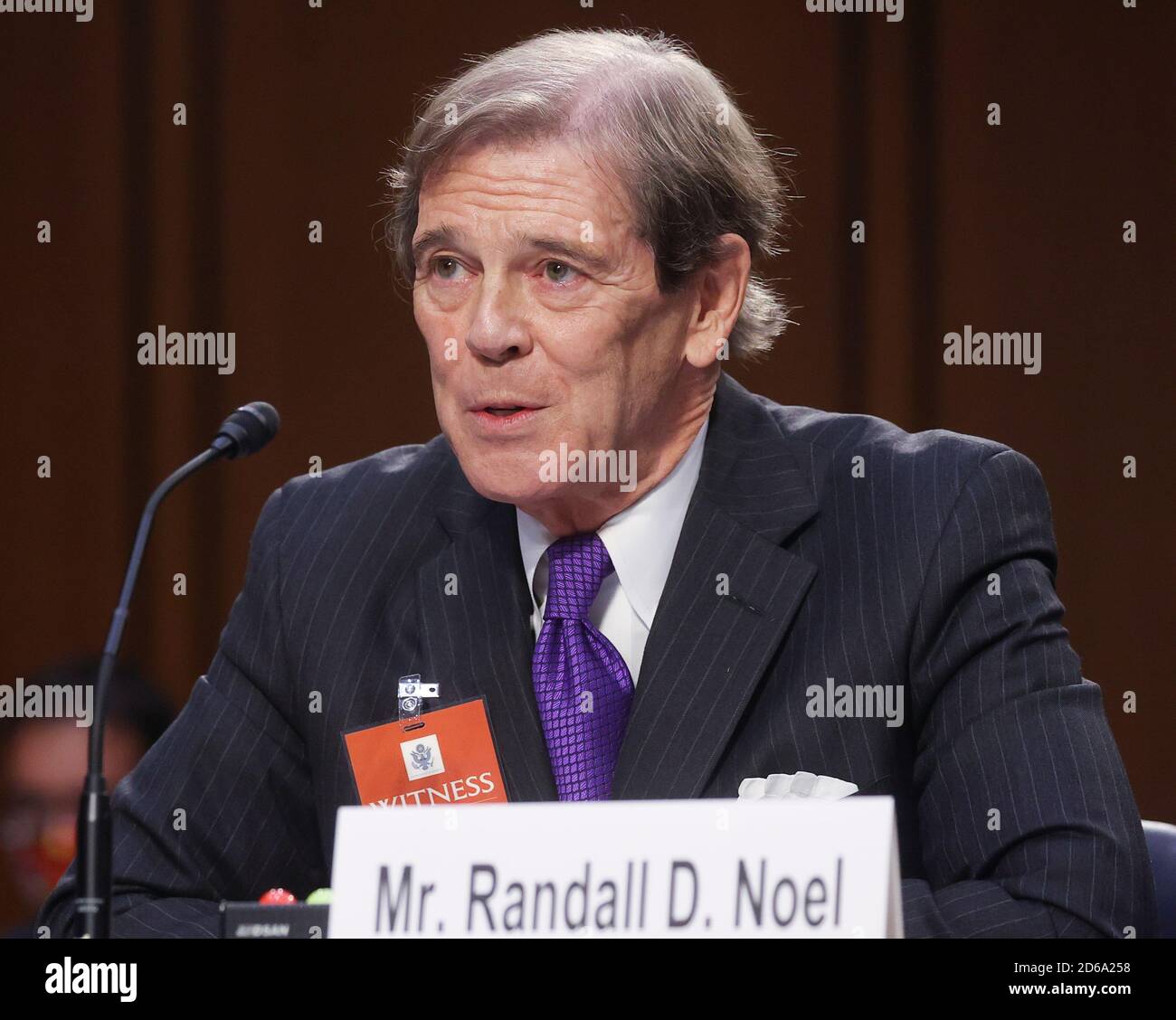 Washington, DC, Stati Uniti. 15 Ott 2020. L'avvocato Randall Noel testifica durante il quarto giorno delle audizioni di conferma del Comitato giudiziario del Senato degli Stati Uniti su Capitol Hill a Washington, USA, 15 ottobre 2020. (Foto di Jonathan Ernst/Pool/Sipa USA) Credit: Sipa USA/Alamy Live News Foto Stock