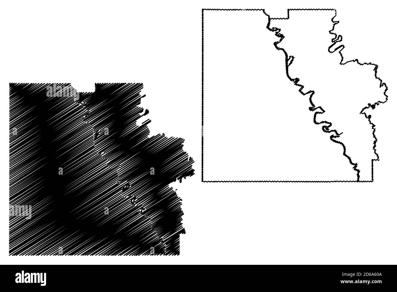 Caldwell County, Louisiana (contea degli Stati Uniti, Stati Uniti d'America, Stati Uniti, Stati Uniti, Stati Uniti) mappa vettoriale, schizzo scrimolo mappa di Caldwell Parish Illustrazione Vettoriale