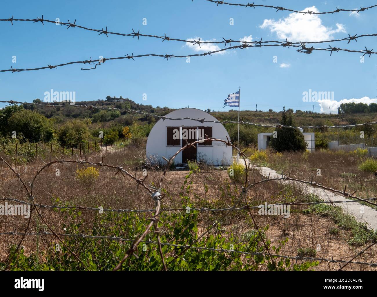 Polemi Concentration Camp costruito dagli inglesi per ospitare e interrogare i prigionieri EOKA durante la lotta di Cipro per l'indipendenza dal Regno Unito, 1955-59. Foto Stock