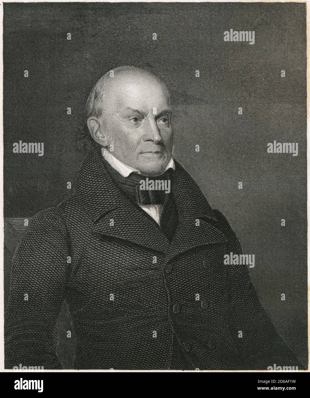Incisione antica c1870, John Quincy Adams. John Quincy Adams (1767-1848) è stato uno statista, diplomatico, avvocato e calendiario americano che è stato il sesto presidente degli Stati Uniti, dal 1825 al 1829. FONTE: INCISIONE ORIGINALE Foto Stock