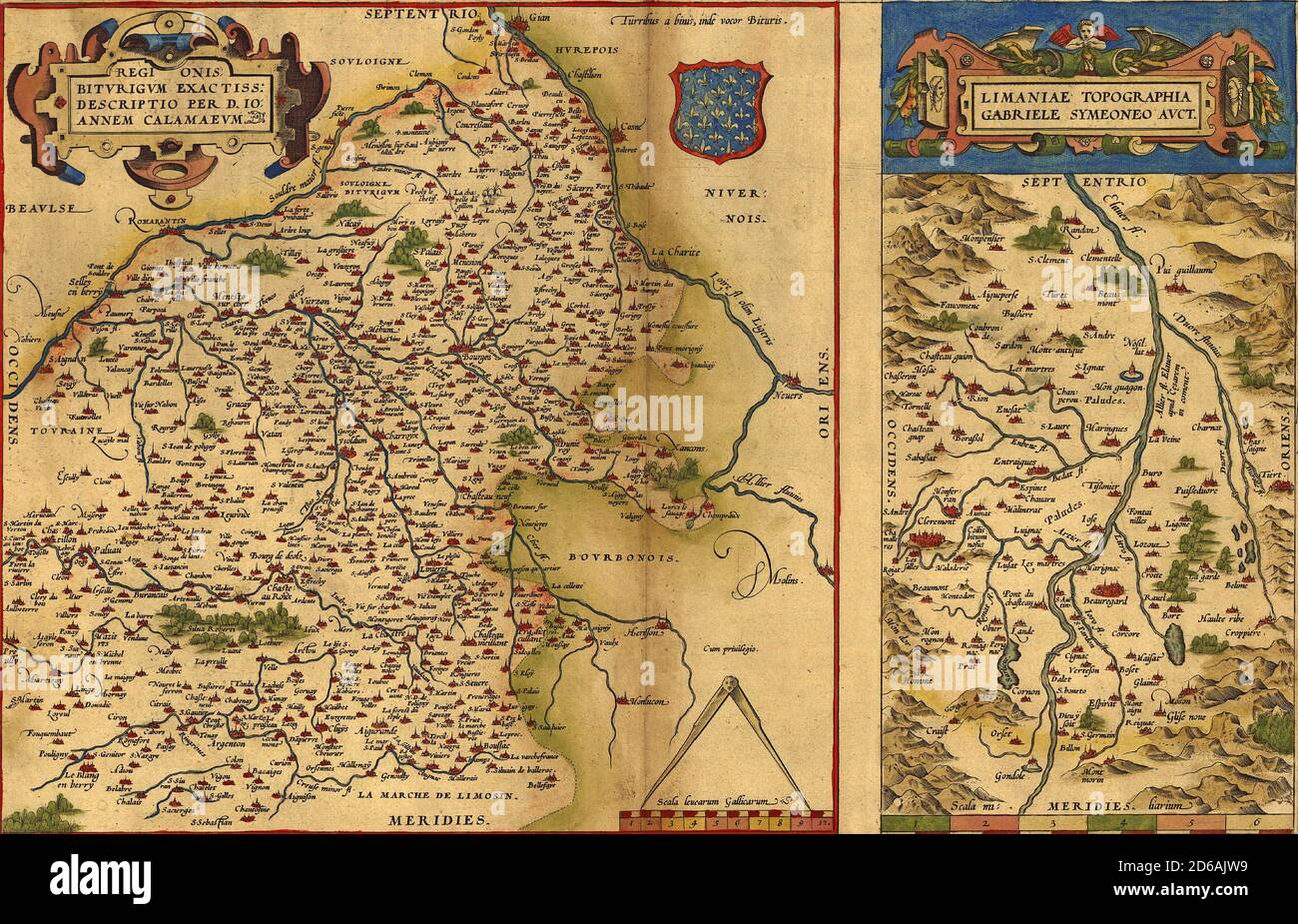Antica carta della Francia, di Abraham Ortelius, circa 1570 Foto Stock