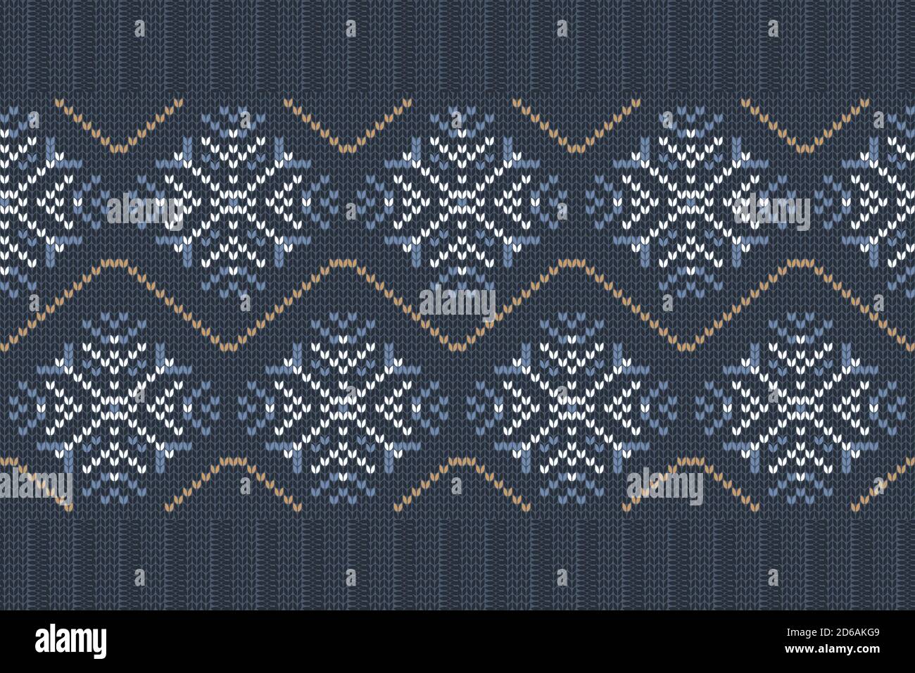 Vetector Unseamless Knitting modello in blu, bianco con fiocchi di neve Illustrazione Vettoriale