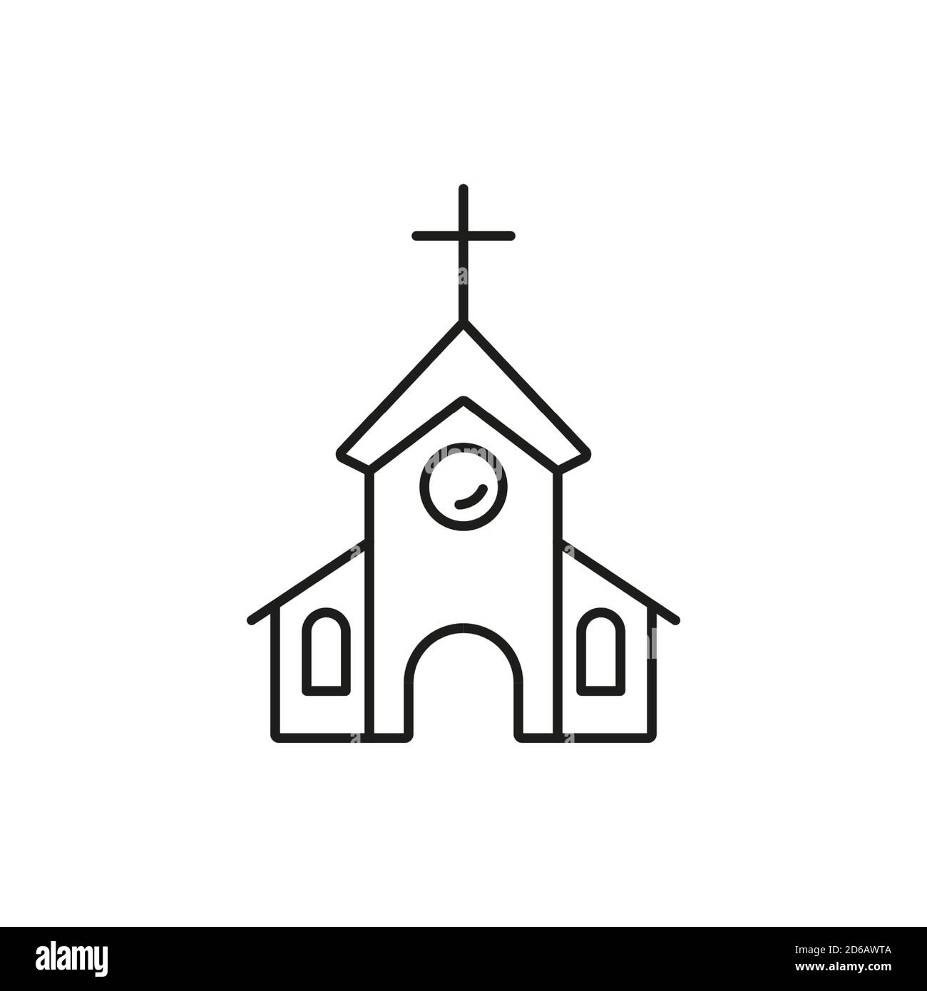 elemento icona della chiesa dell'icona della costruzione per il concetto mobile e le app web. L'icona della chiesa sottile può essere utilizzata per il Web e i dispositivi mobili. Icona Premium su bianco Illustrazione Vettoriale
