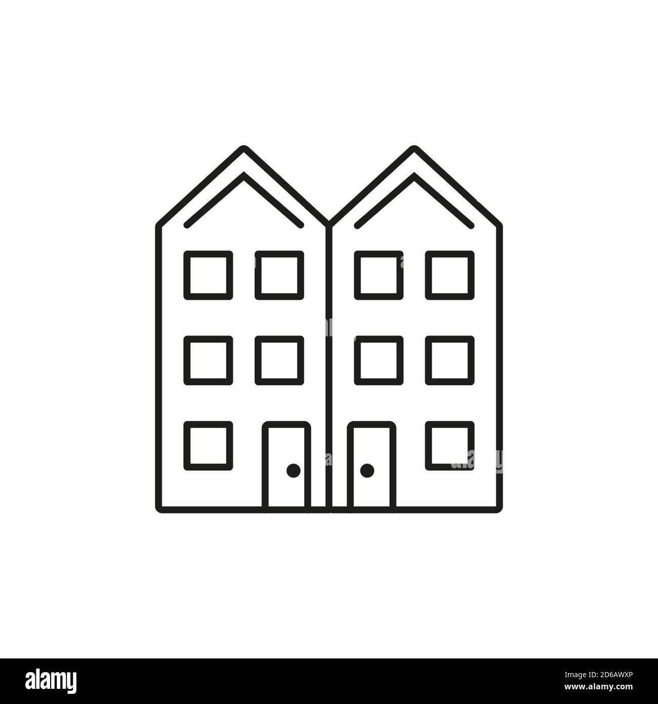elemento icona dell'edificio residenziale dell'icona dell'edificio per il concetto mobile e le applicazioni web. L'icona di un edificio residenziale sottile può essere utilizzata per il Web e i dispositivi mobili Illustrazione Vettoriale