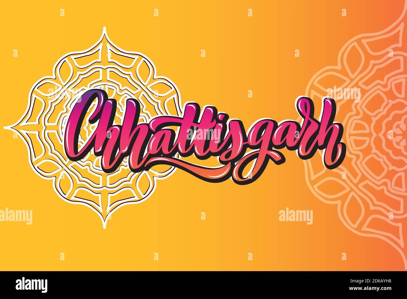 Chhattisgarh scritto a mano stock tipografia scritta. Stati dell'India Illustrazione Vettoriale