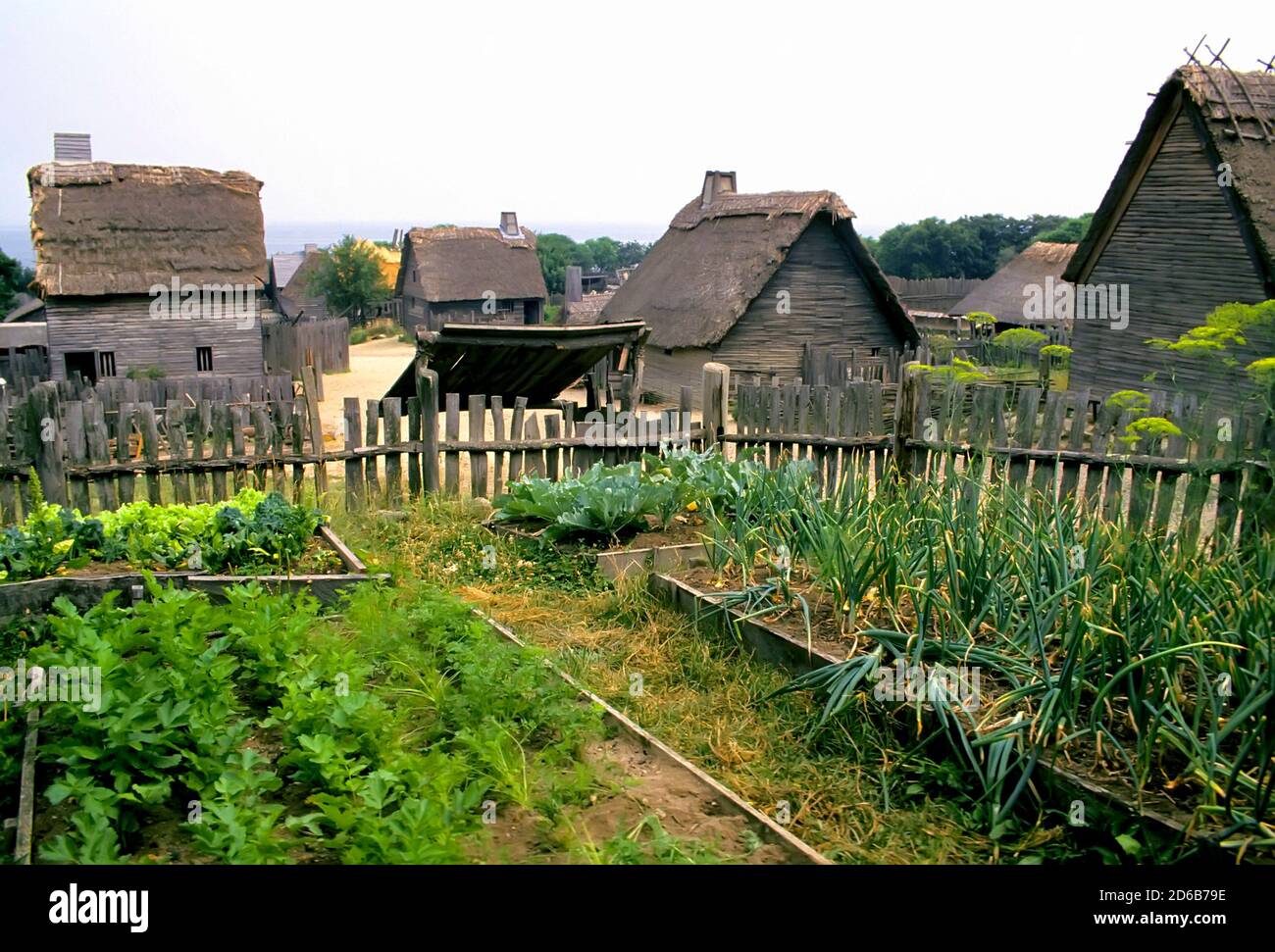 Plymouth Plantation - raffigurato all'inizio dell'america coloniale - Plymouth, Massechusetts Foto Stock