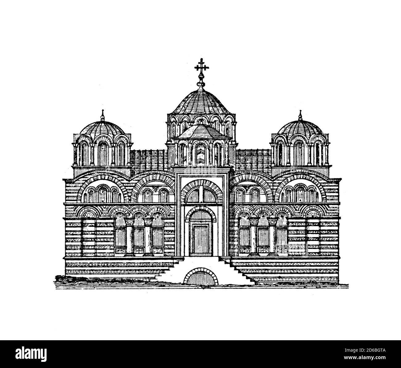Illustrazione del XIX secolo della chiesa di Pammakaristos a Istanbul, Turchia. Incisione pubblicata in vergleichende Architektonische Formenlehre di Carl S. Foto Stock