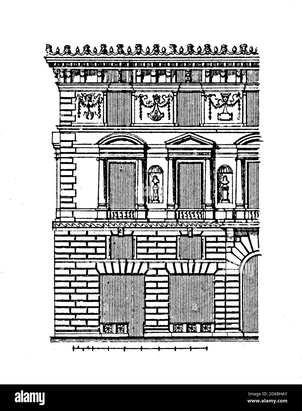Antica illustrazione ottocentesca della scuola di Zurigo, Svizzera (1874). Incisione pubblicata in vergleichende Architektonische Formenlehre di Carl S. Foto Stock