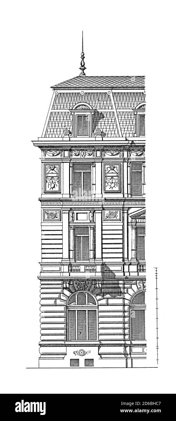 Incisione antica di casa a Heilbronn, XIX secolo. Illustrazione pubblicata in vergleichende Architektonische Formenlehre da Carl Scholtze, Lipsia, Foto Stock