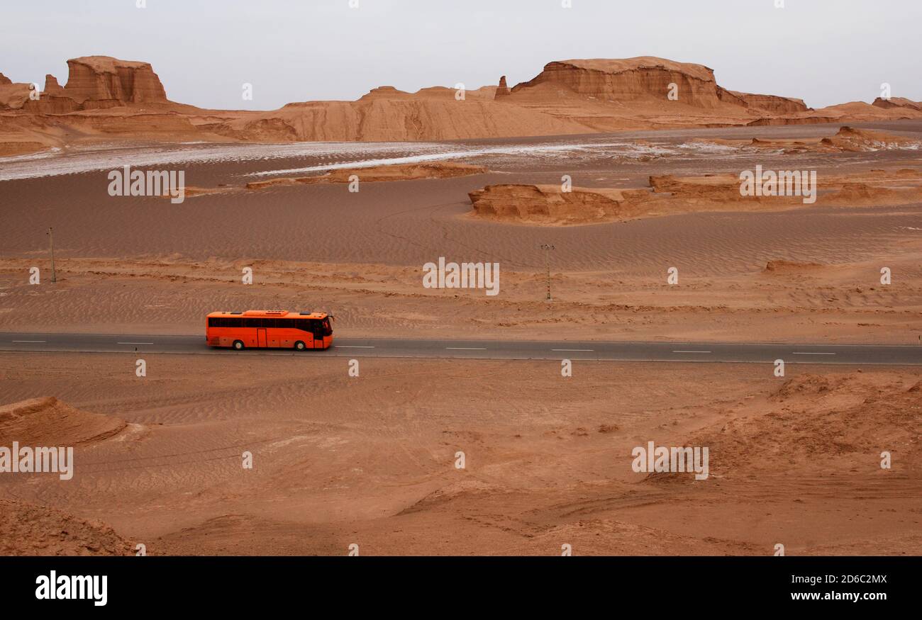 Vista panoramica del deserto di Kalut, Iran. Paesaggio desertico a Kalut, Iran, Persia Foto Stock