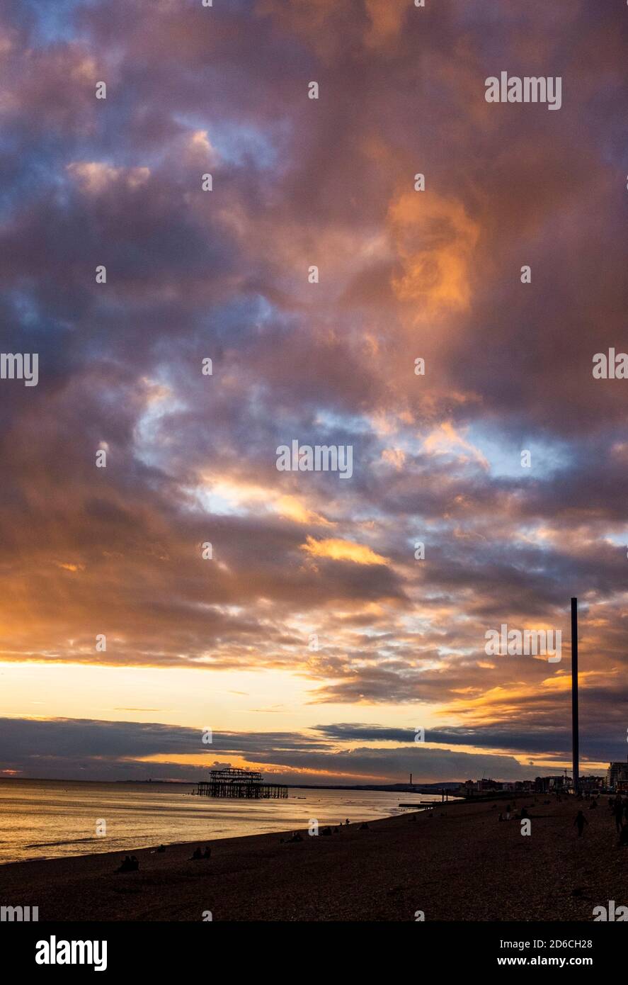 Brighton lungomare al tramonto tramonto Sussex Inghilterra UK fotografia scattata Di Simon Dack Foto Stock