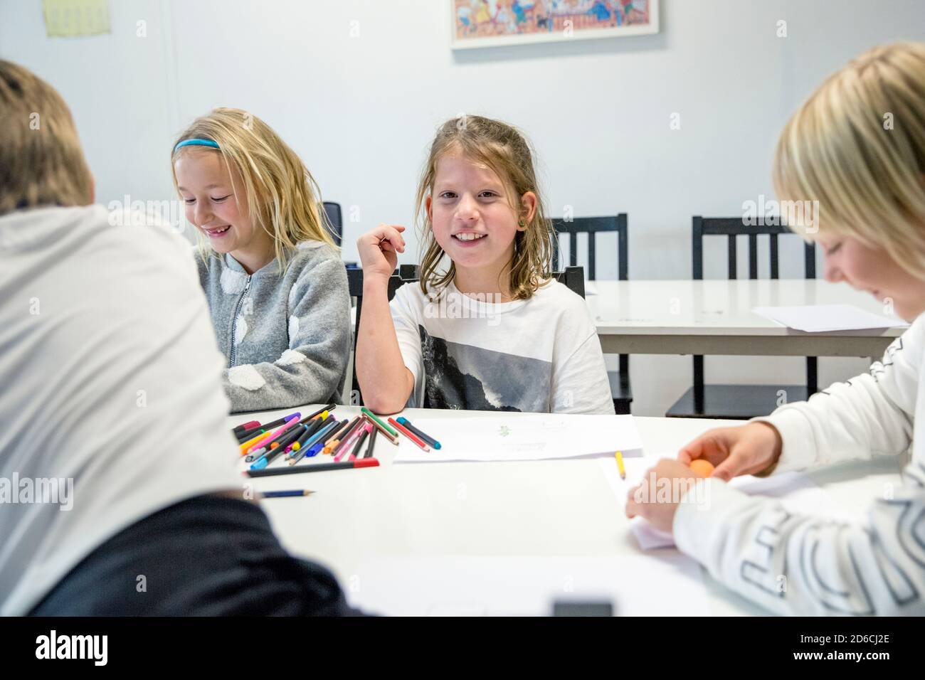 Le ragazze in aula Foto Stock