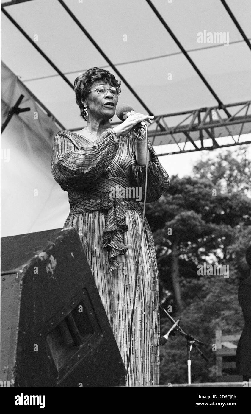 Ella Fitzgerald, Capital Jazz Festival, Knebworth, Herts, luglio 1981. Foto Stock