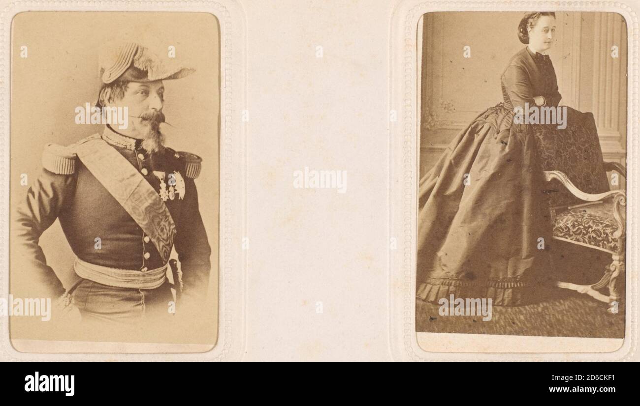 [Carte-de-Visite Album of prominent personages], 1860-70s. [L'imperatore Napoleone III di Francia e l'imperatrice Eugenie]. Foto Stock