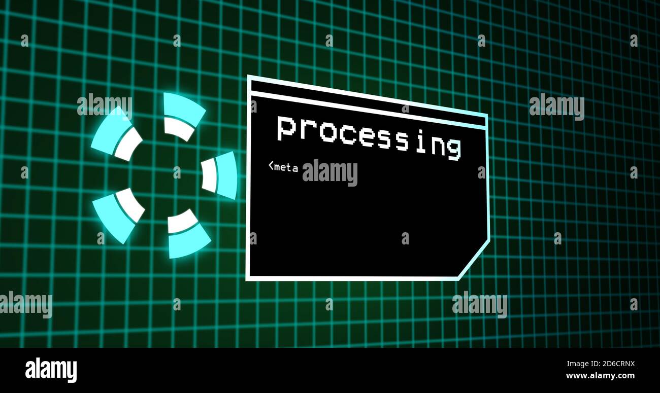 Programmazione del processo di codifica sul pannello di controllo del terminale. Pannello di elaborazione dati con griglia su pannello di codifica con risoluzione 4k Foto Stock