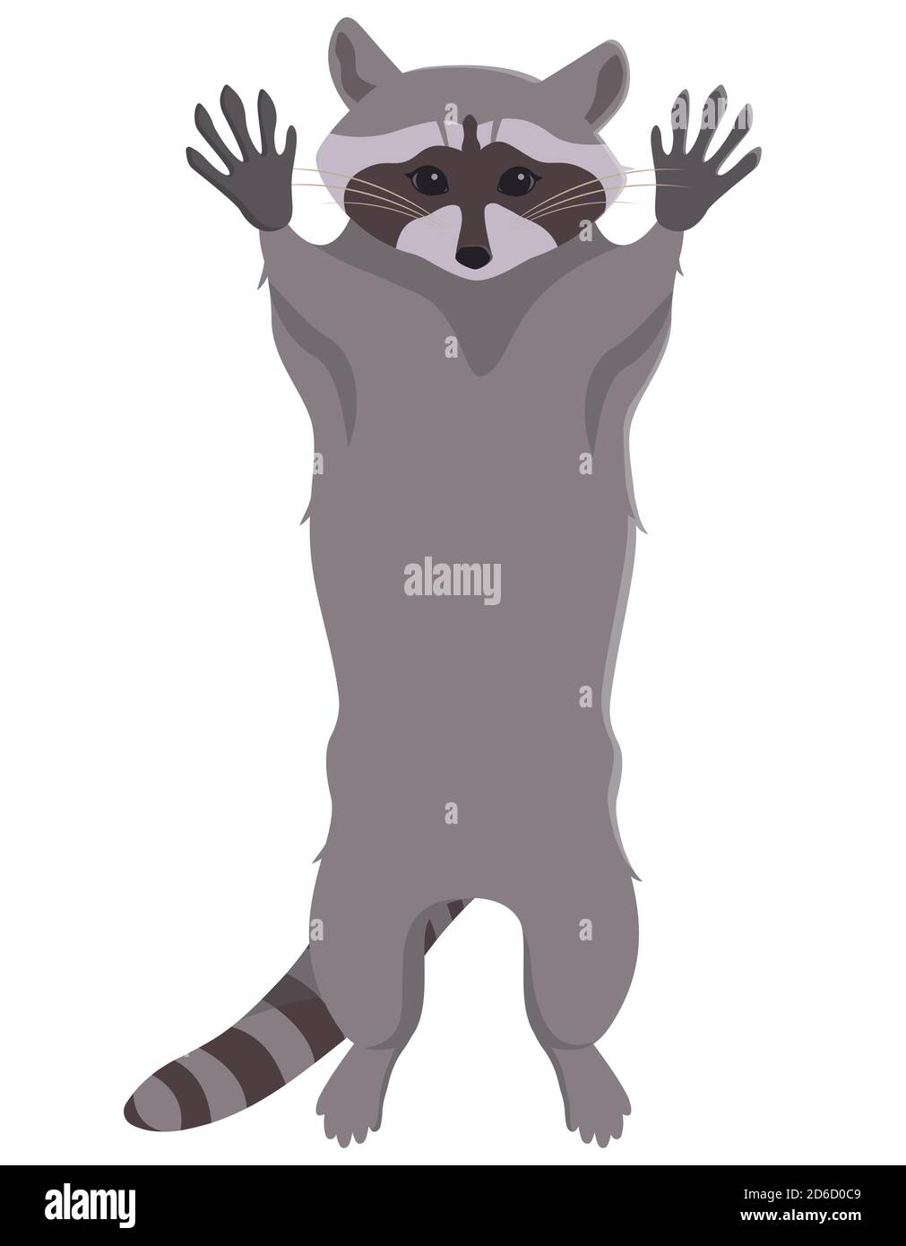 Raccoon che tira le zampe. Carino animale in stile cartoon. Illustrazione Vettoriale