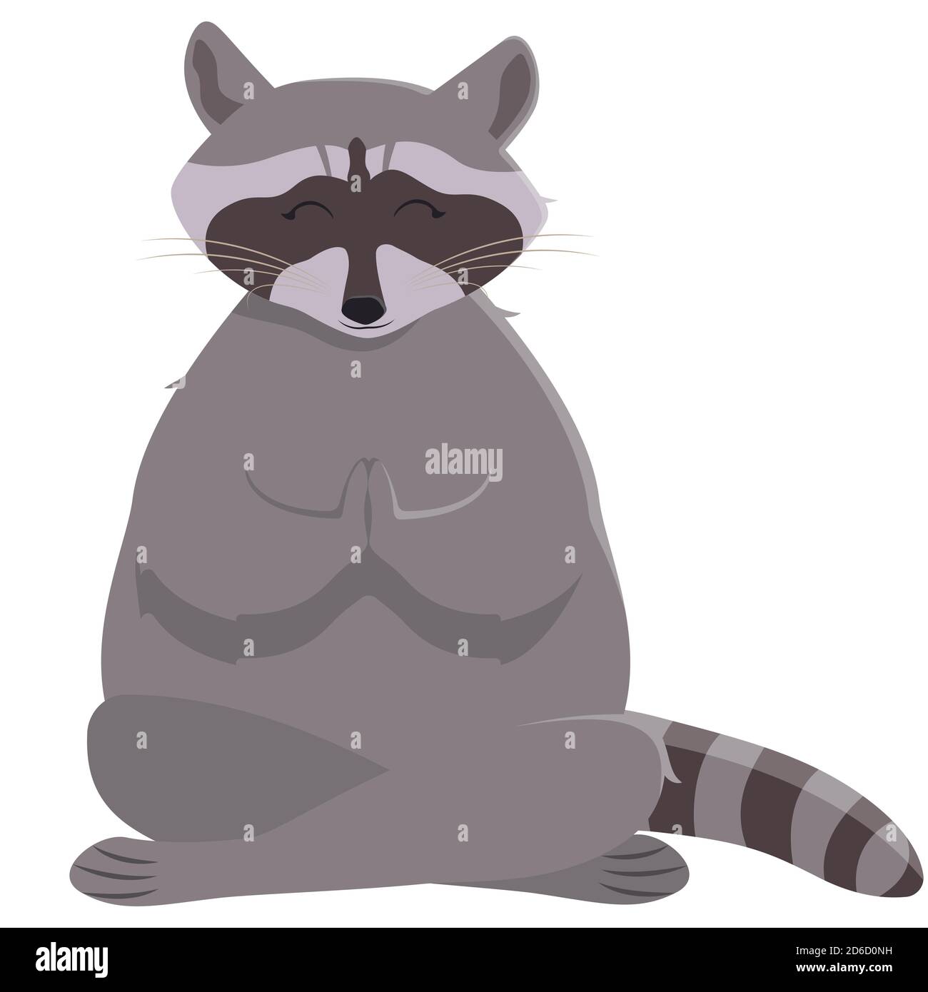 Raccoon fare yoga. Carino animale in stile cartoon. Illustrazione Vettoriale