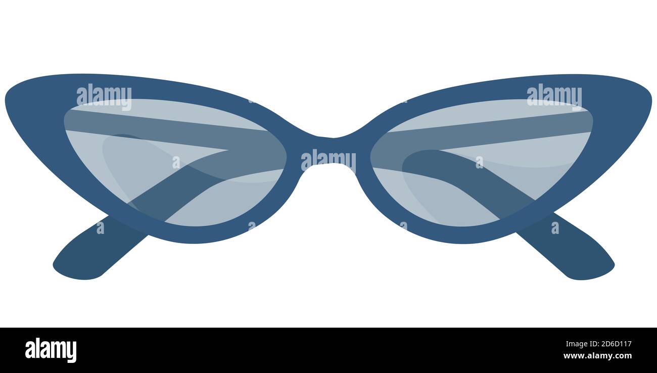 Occhiali da sole da donna isolati su sfondo bianco. Accessorio estivo in stile cartoon. Illustrazione Vettoriale