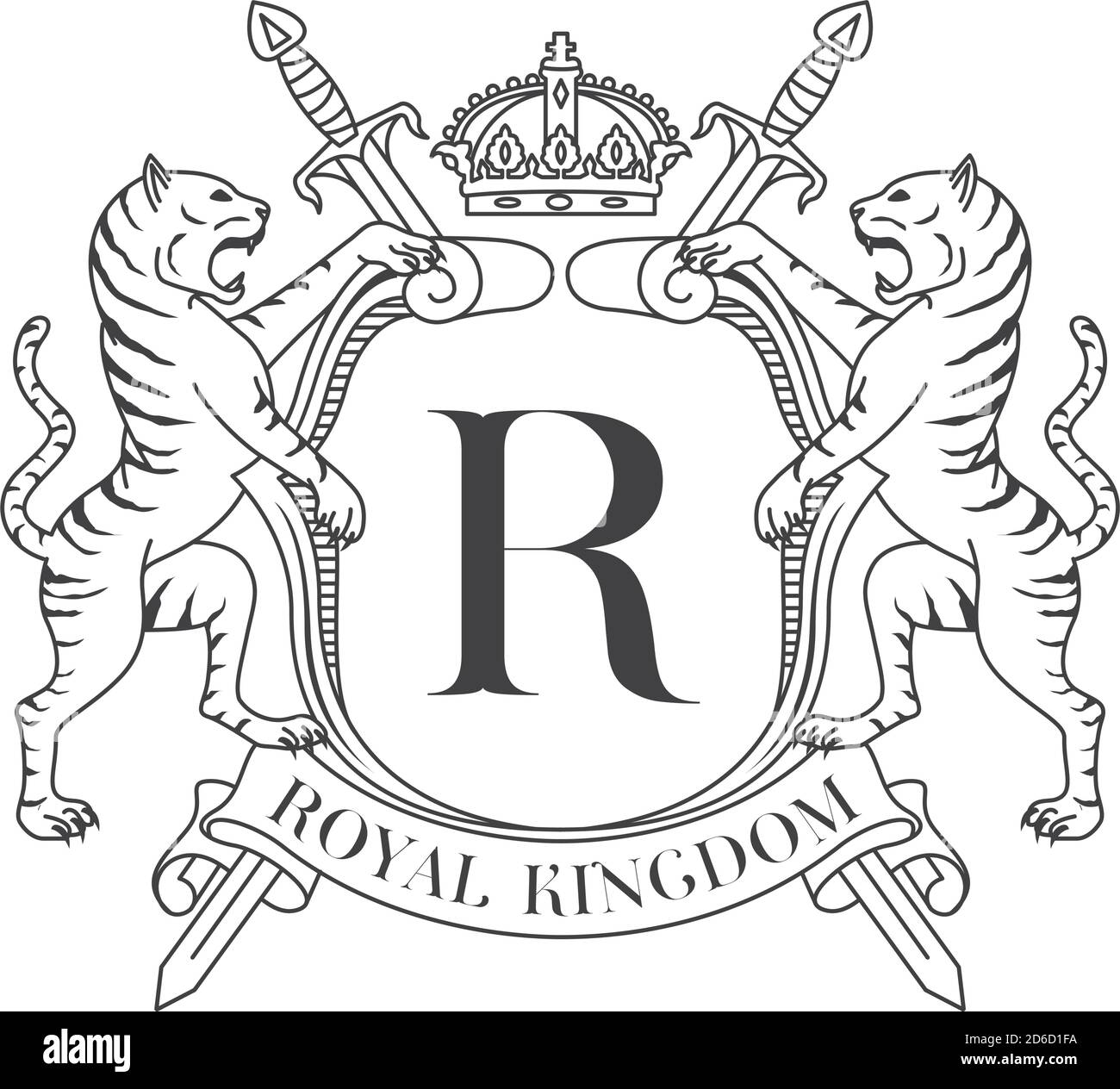 Stemma tigre, stemma araldico modello di disegno logo Illustrazione Vettoriale