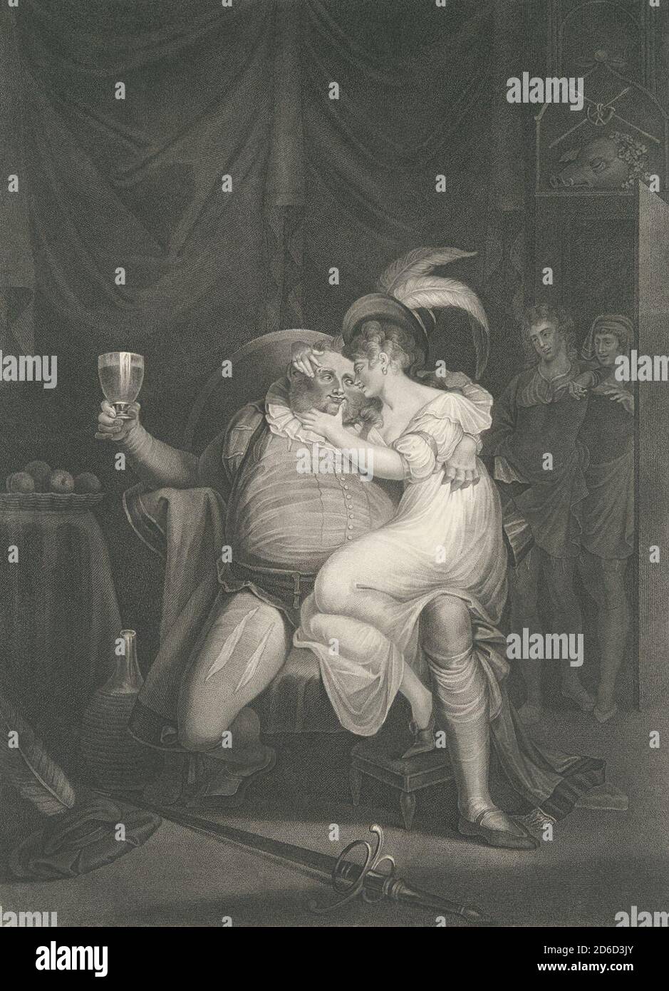 Bambola foglio informativo, Falstaff, Enrico e Poini (Shakespeare, Re Enrico IV, parte 2, atto 2, scena 4), pubblicato per la prima volta nel 1795; ristampato nel 1852. Foto Stock