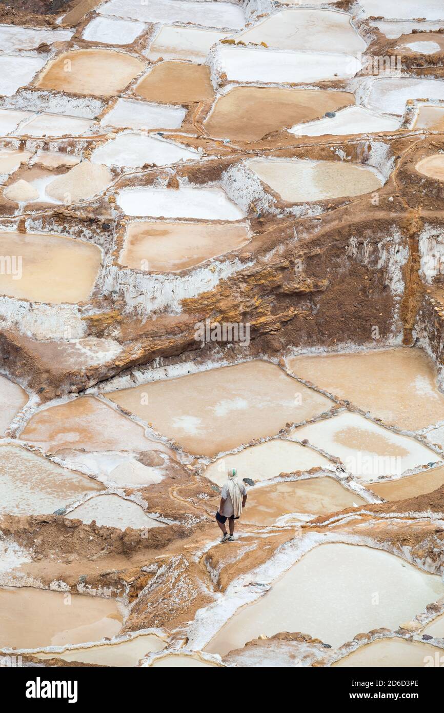 Salinas de Maras, vicino a Cuzco, Perù Foto Stock