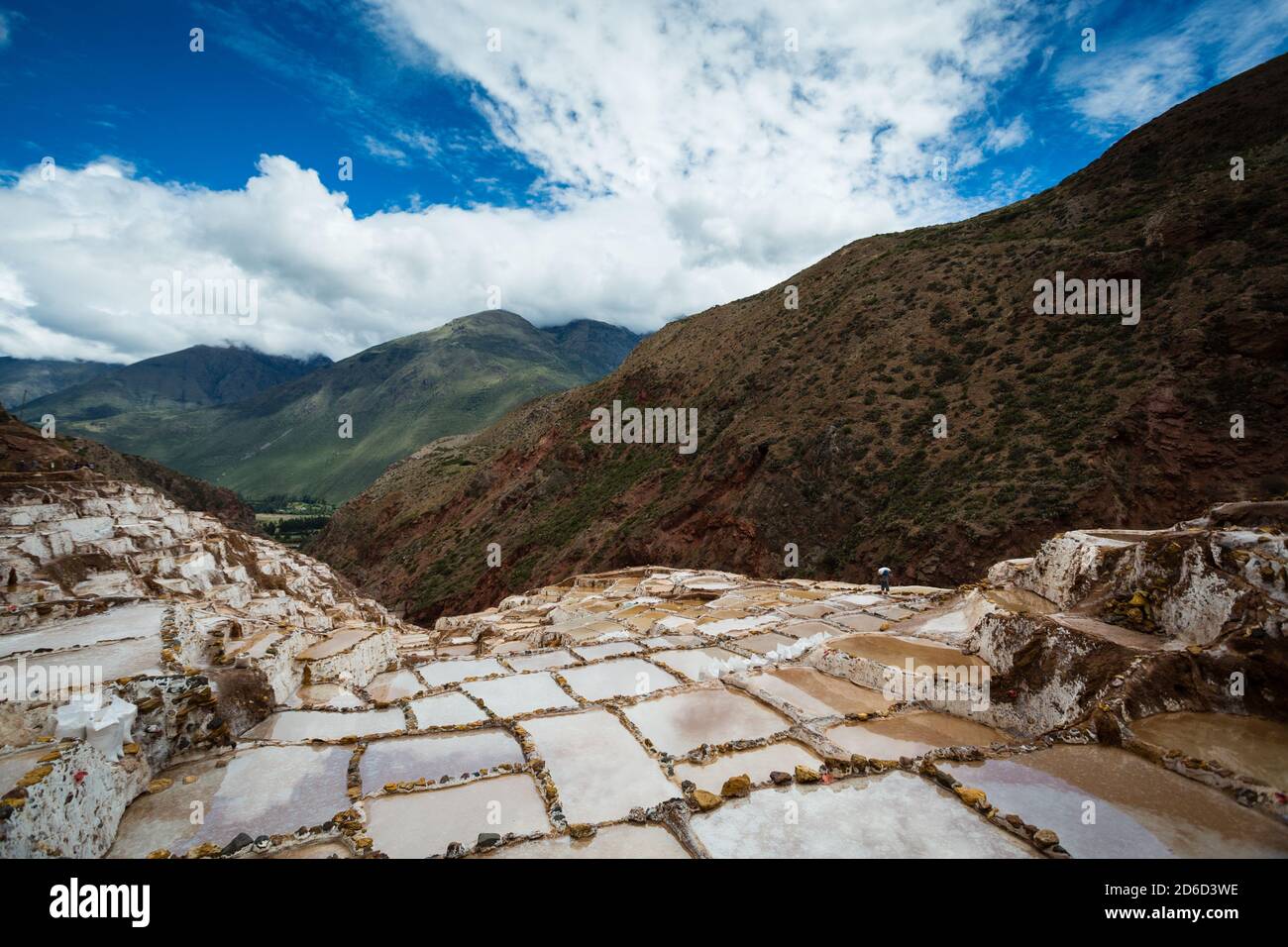 Salinas de Maras, vicino a Cuzco, Perù Foto Stock