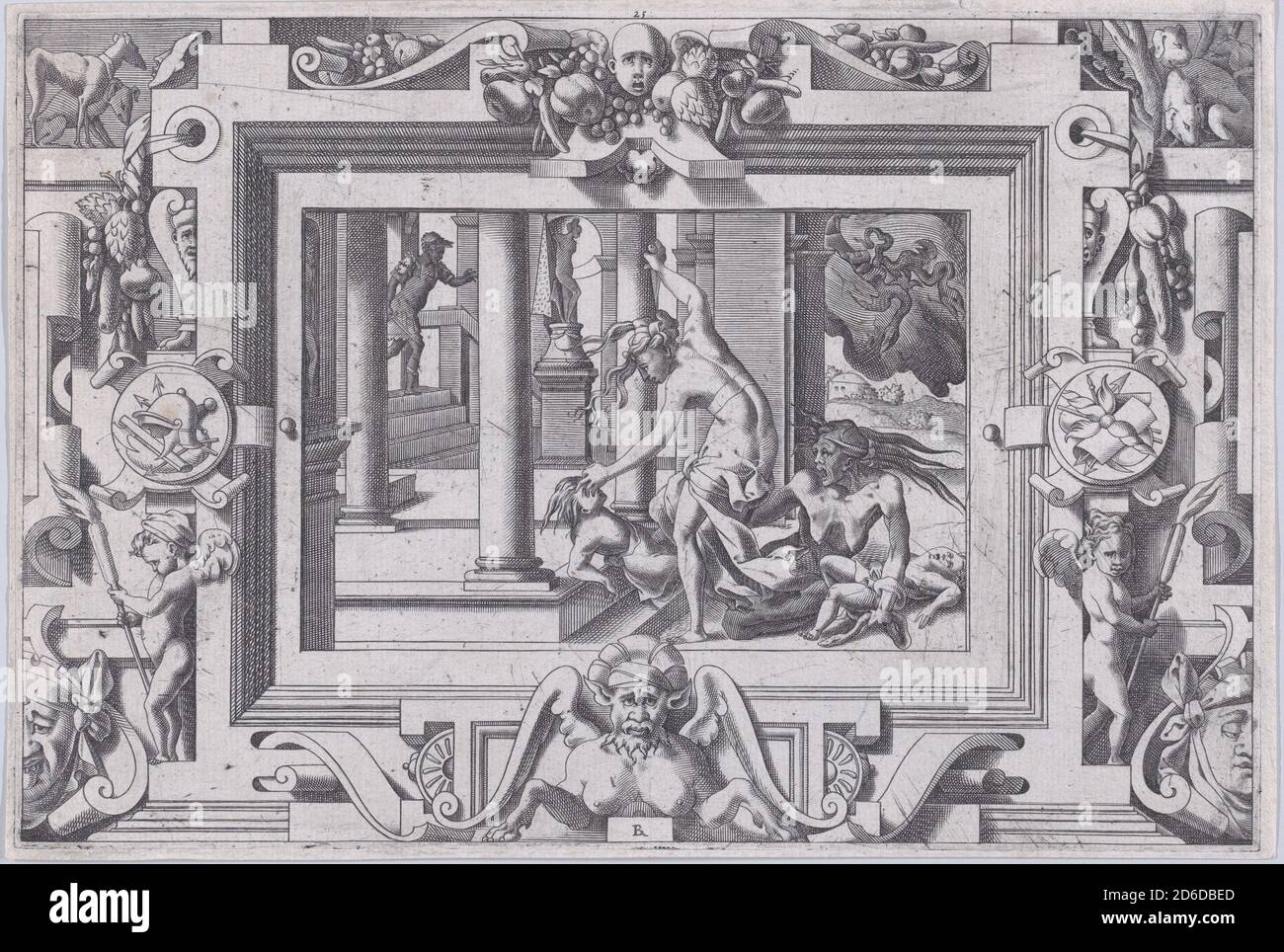 Medea uccide i suoi due figli di Jason (pour qui d'Abbyrte a le sang repandu, fait que du sien le tort lui soit randu...), 1563. Foto Stock