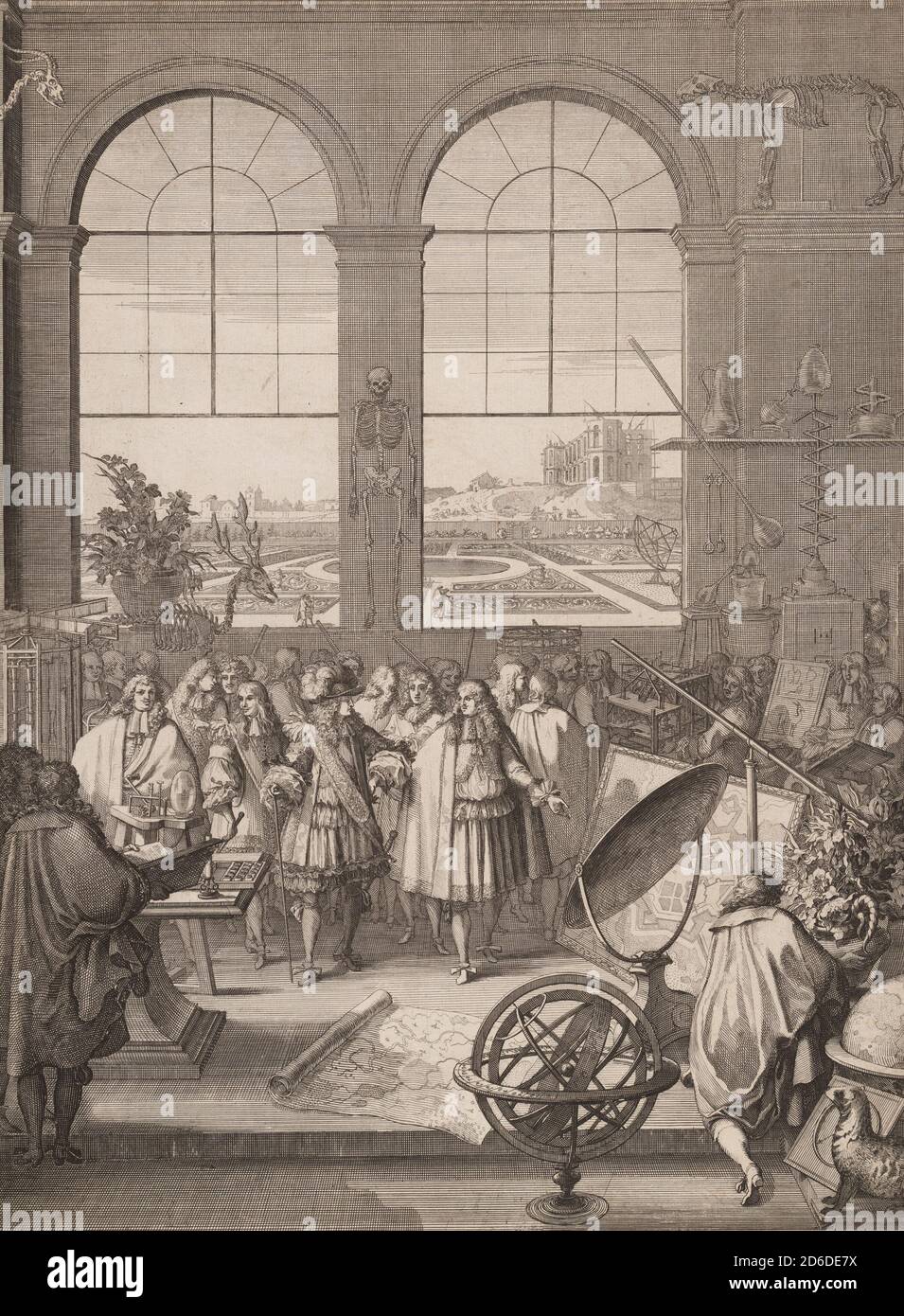 Luigi XIV visitando la reale Accademia delle Scienze, 1671. Foto Stock