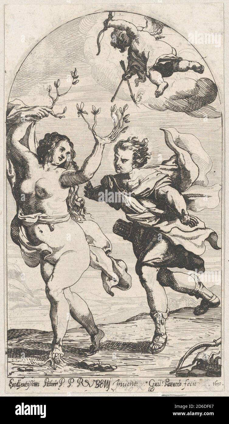 Daphne in fuga da Apollo, con Cupido in testa, 1631. Foto Stock