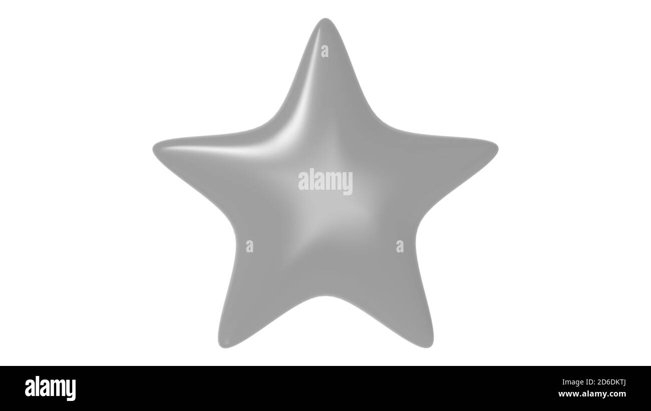 stella grigia 3d su sfondo a colori. Rendering e illustrazione di una stella dorata per un premio Foto Stock
