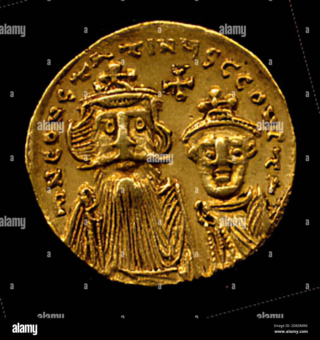 Solidus d'oro di Costan II (641-68), primo bizantino, 654-659. Foto Stock