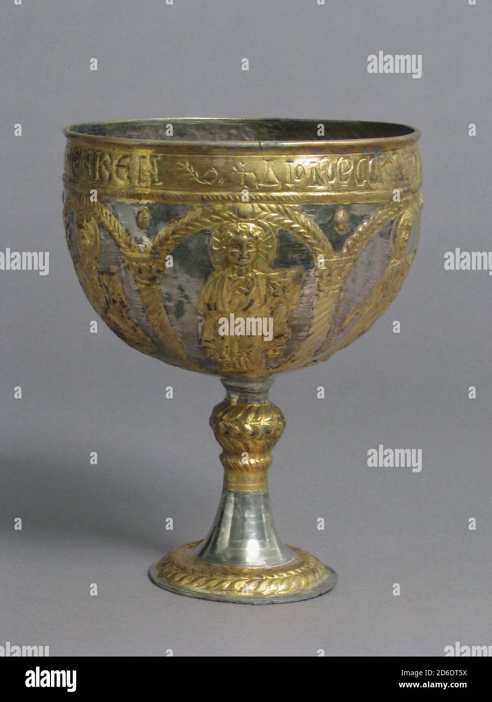 Il tesoro attarouthi - Calice, bizantino, 500-650. Cristo giovane. Iscritto in greco. Foto Stock