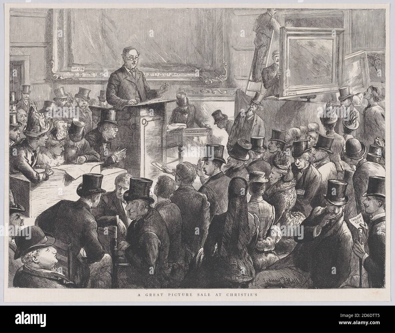 Una grande vendita di immagini a Christie's, da "The Graphic", 10 settembre 1887. Foto Stock