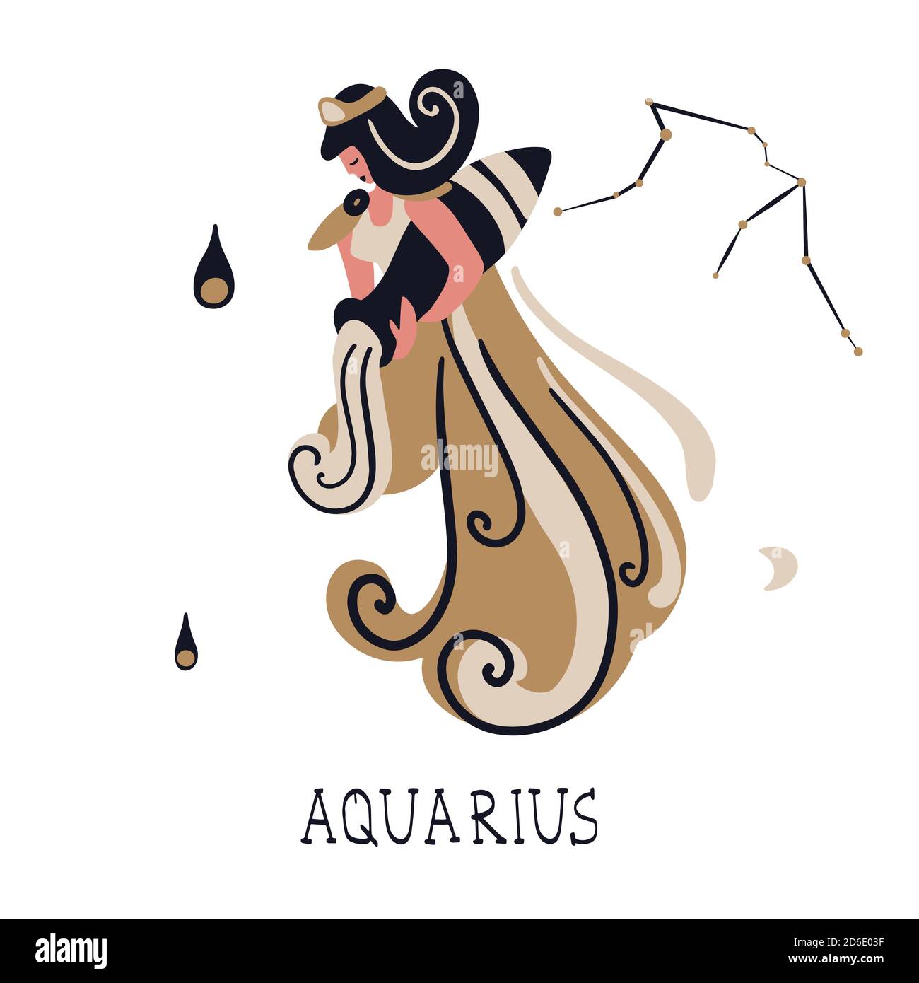Segni zodiacali Aquarius Vector illustrazione del simbolo zodiaco. Illustrazione Vettoriale