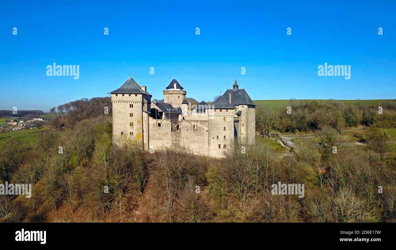 Château de Malbrouck vicino Manderen, Lorena, Francia Foto Stock