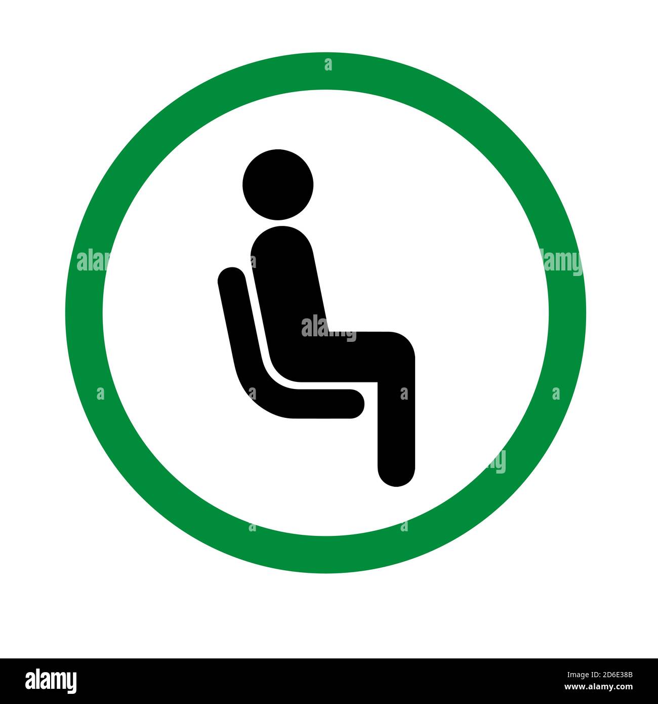 Si prega di sedersi qui la segnaletica all'interno del cerchio verde illustrazione vettoriale Illustrazione Vettoriale