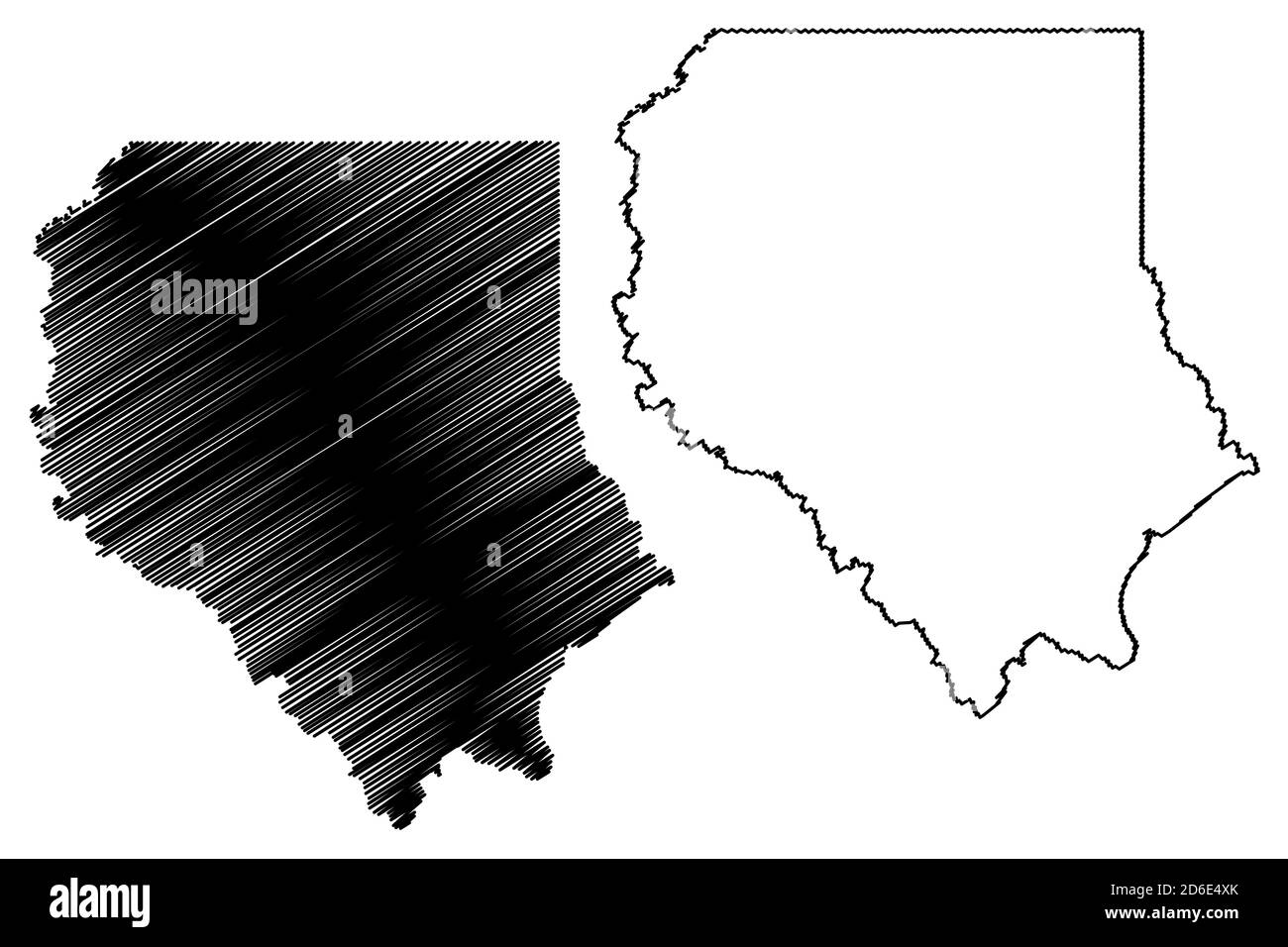 Livingston County, Louisiana (Stati Uniti, Stati Uniti d'America, Stati Uniti, Stati Uniti, Stati Uniti) mappa vettoriale, schizzo mappa Livingston Parish Illustrazione Vettoriale