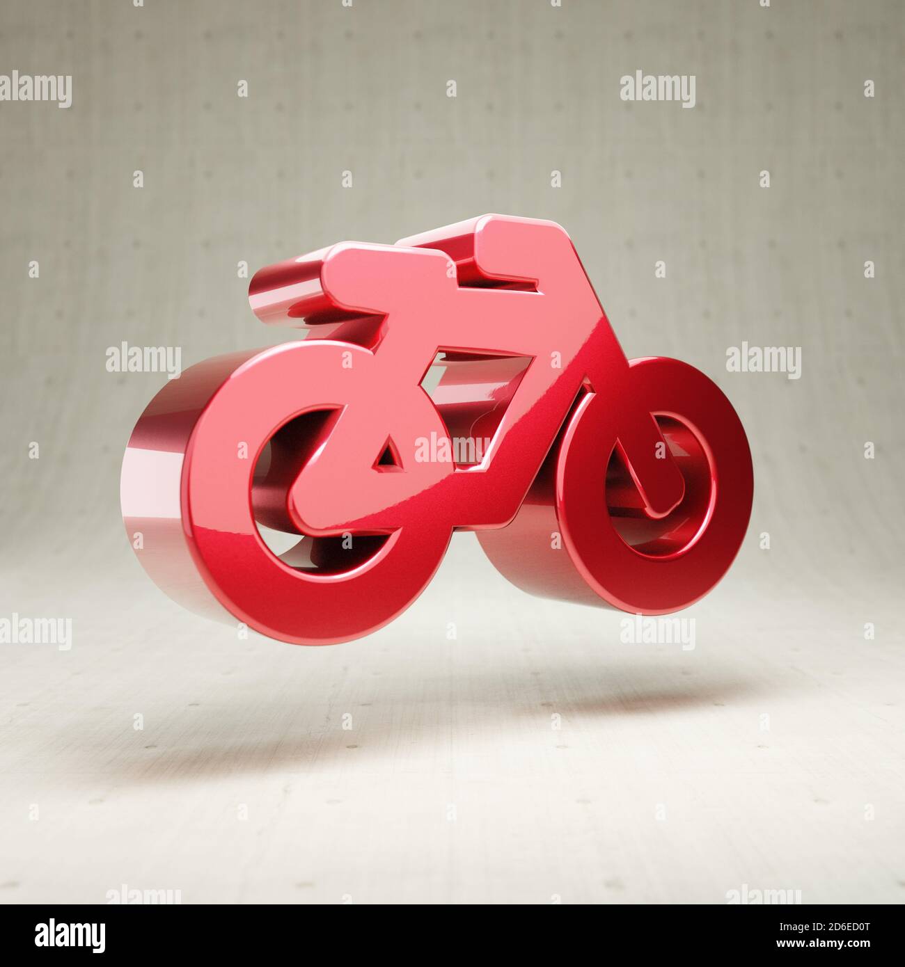 Icona bicicletta. Simbolo di bicicletta lucida in oro isolato su fondo di cemento bianco. Icona moderna per sito Web, social media, presentazione, elemento modello di design. Rendering 3D. Foto Stock