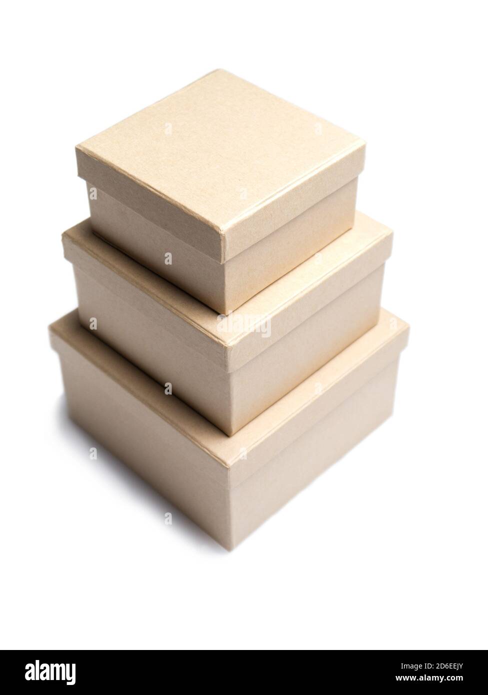 Tre scatole di carta di formato diverso Foto Stock