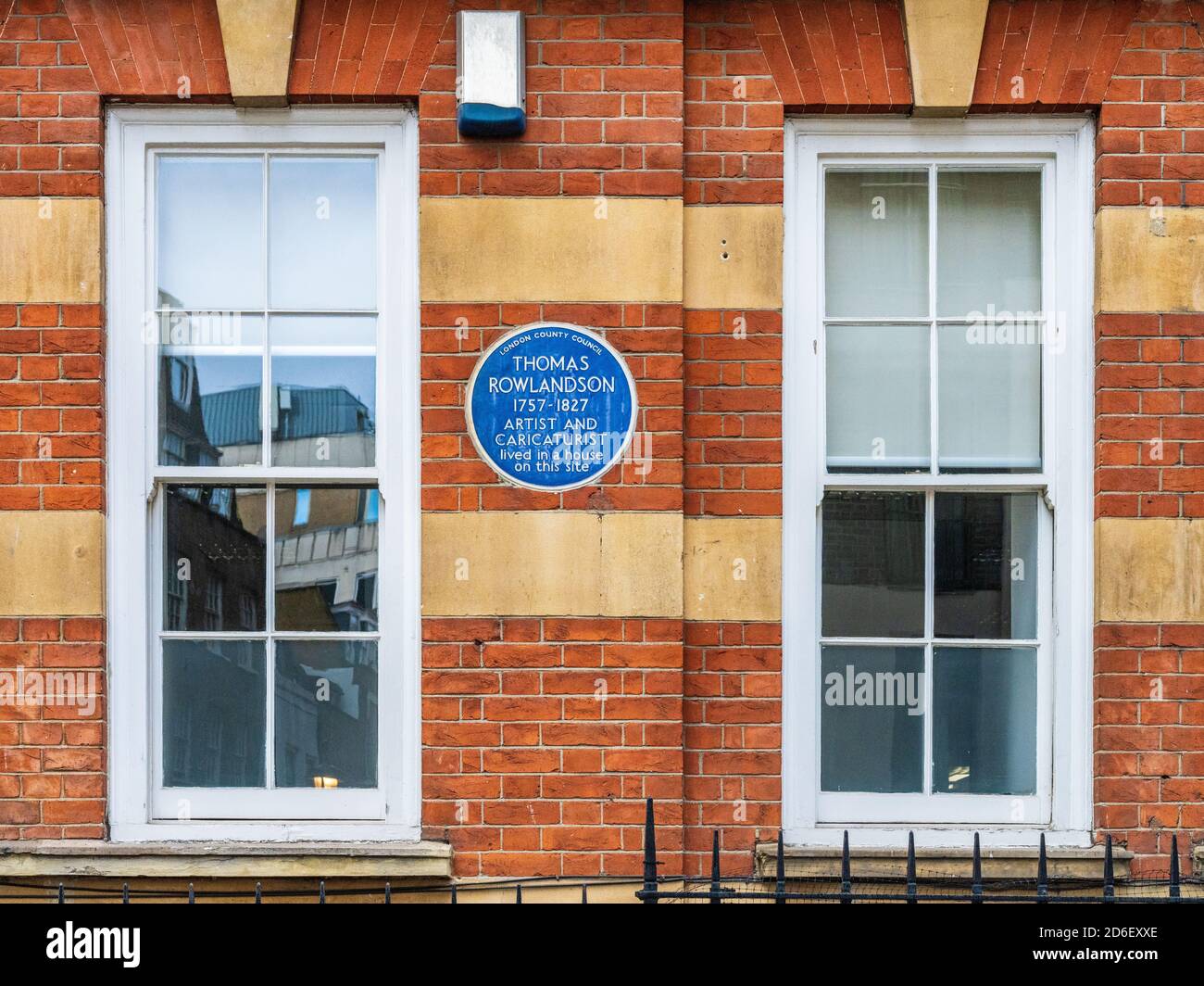 Thomas Rowlandson placca blu - 1757-1827 artista e caricaturista vissuto su una casa su questo sito - London County Council Blue Plaques. Foto Stock