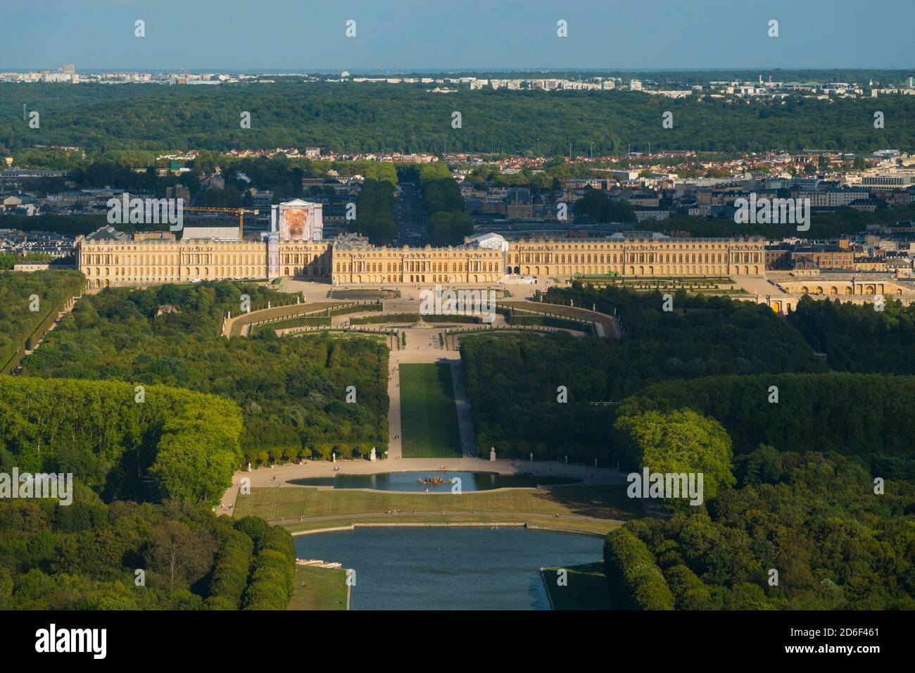 Francia, Yvelines (78), Versailles, parco e castello (vista aerea) Foto Stock