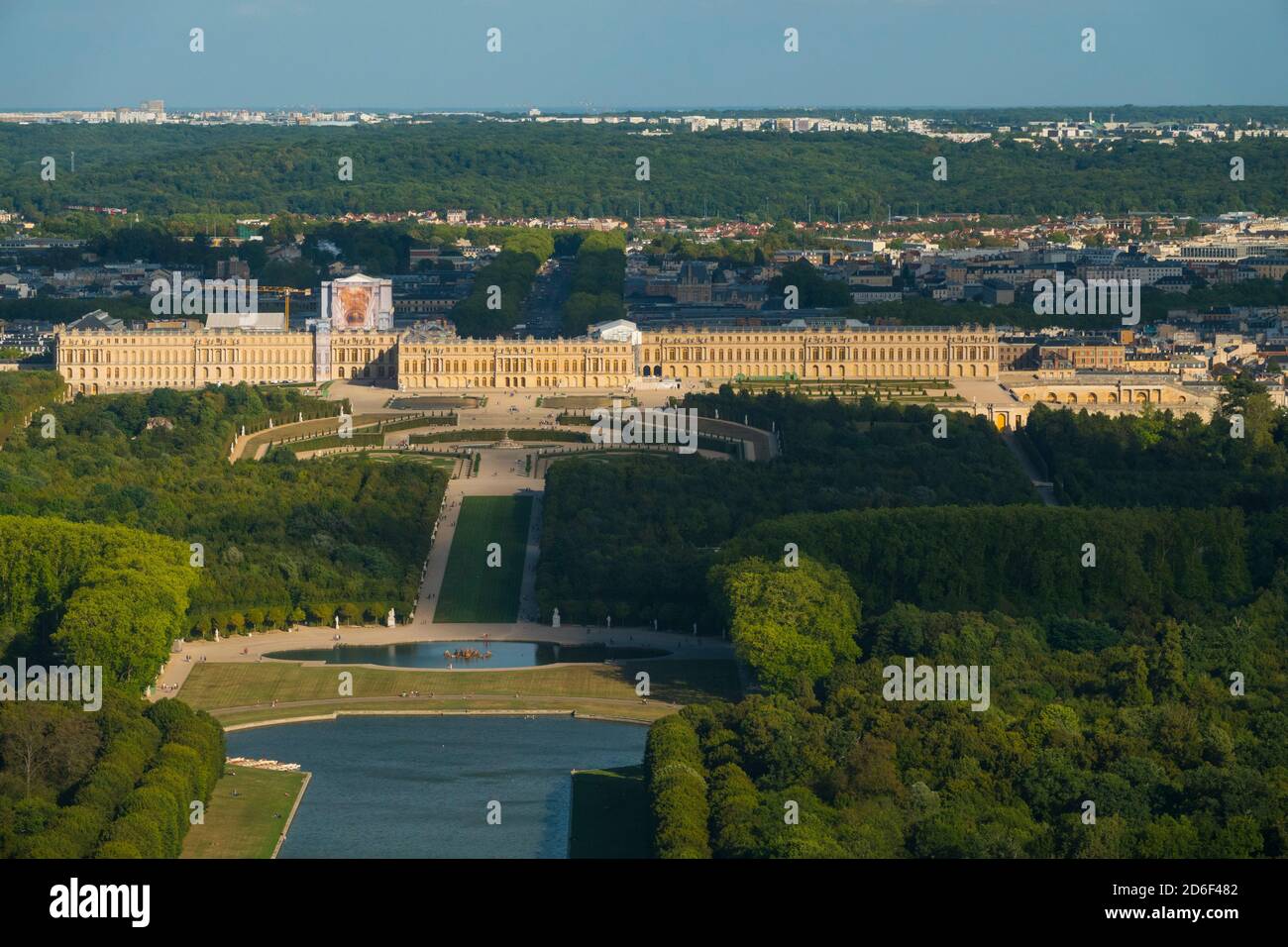 Francia, Yvelines (78), Versailles, parco e castello (vista aerea) Foto Stock
